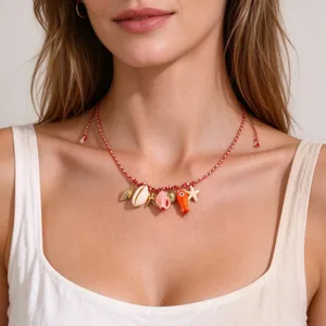 Handmade Woven Rope Necklace For Women Bohemian Dopamine Ceramic Fish Ocean Pendant Adjustable Summer Beach Christmas Jewelry