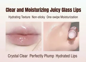 Aceite de labios hidratante transparente roller gloss, maquillaje de labios efecto vidrio.