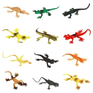 Colorful plastic lizard toy set simulation gecko animal figures for children educational play.