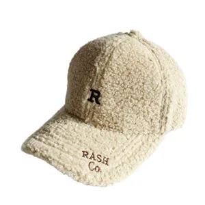 Casquette de baseball en laine d'agneau chaude d'hiver, chapeau en peluche avec broderie.