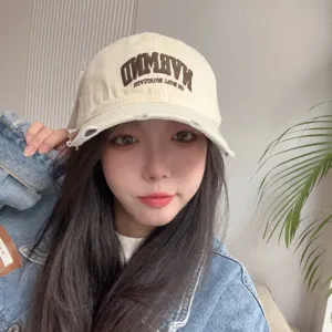 Summer breathable distressed soft top baseball cap, vintage casual fashion hat for women.