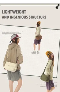 Casual canvas shoulder bag for women, retro messenger crossbody bag with adjustable strap.
