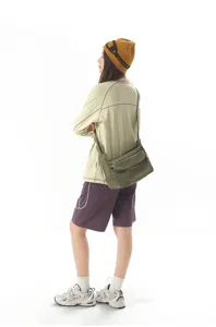 Retro canvas shoulder bag casual minimalist solid color crossbody bag for daily street wear