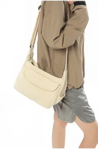 Retro canvas shoulder bag casual minimalist solid color messenger bag for daily wear