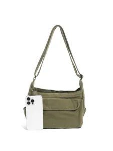 Retro Canvas Crossbody Bag Casual Solid Color Shoulder Bag Japanese Style Daily Use Casual Bag