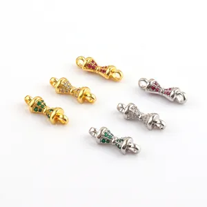 DIY Jewelry Connector Findings Copper Plated Real Gold Rhinestone Bow Shape Links For Bracelet Necklace Making Accessories