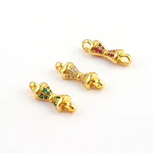 Gold-plated DIY jewelry connector charms with colorful cubic zirconia for bracelet necklace crafting.