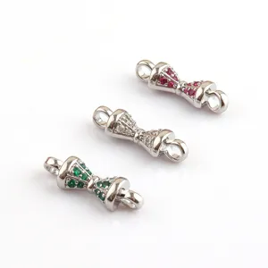 DIY jewelry connectors charms for bracelet necklace making, micro pave cubic zirconia metal findings.