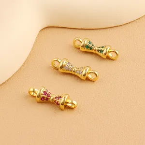 Gold plated DIY jewelry connectors with colorful cubic zirconia stones for handmade bracelets necklaces