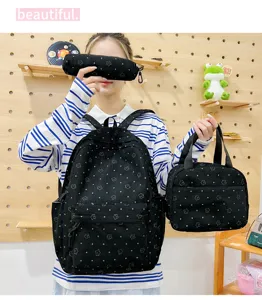 Ensemble de sac à dos en velours côtelé motif étoiles avec sac principal et trousse.