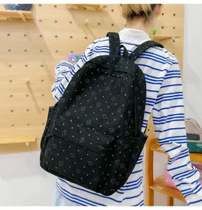 Sac à dos scolaire en velours côtelé imprimé étoile sac d'école étudiant voyage.