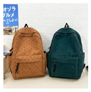 Sac a dos de loisir en velours cotele pour etudiants grande capacite voyage chic