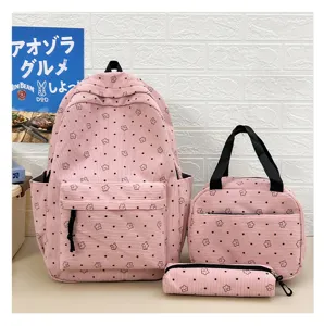 Ensemble de sac à dos d'école 3 pièces graffiti étoile en velours côtelé pour voyage