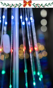 RGB color changing LED string lights detail shot for festive party decoration setup.