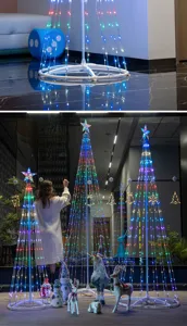 RGB color-changing LED cone tree light for holiday party and store decoration display.
