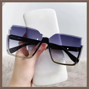 Femme lunettes de soleil oversize dégradé sans monture luxe protection UV tendance mode