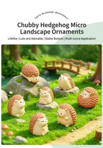 Cute chubby hedgehog miniature figurines for garden micro landscape DIY desktop decoration.