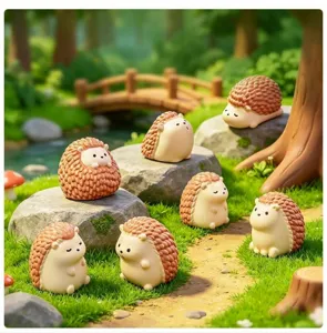 Cute fat hedgehog miniature figurine for garden landscaping DIY and cute desktop decoration.