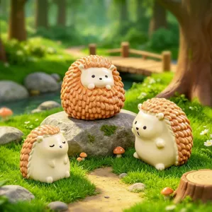 Mini cute fat hedgehog resin figurines for garden micro landscape and desktop ornament decor.