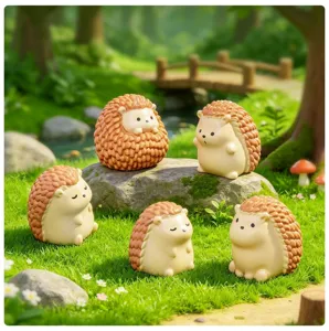 Cute resin hedgehog figurines miniature landscape garden DIY decor desktop cute animal toys