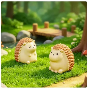 Cute resin hedgehog miniature figurine for DIY micro landscape fairy garden desktop decor.
