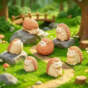 Cute mini hedgehog figurines for micro landscape gardening DIY craft desktop decorations.