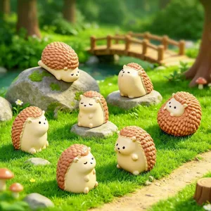 Miniature Hedgehog Figurine Resin Cartoon Animal Ornament For Micro Landscape DIY Garden Decor Desktop Decor Cute Gift