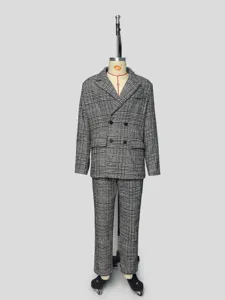 Completo Uomo Doppiopetto Pied De Poule Blazer E Pantaloni Classico Elegante Business