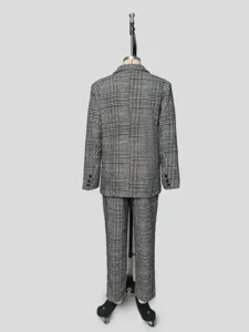 Abito da Uomo a Quadri Set Due Pezzi Blazer Elegante da Lavoro e Pantaloni alla Moda