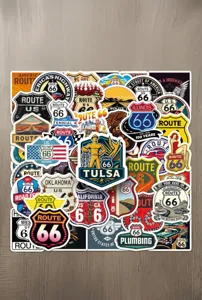 Route 66 stickers 50pcs waterproof vintage decal pack for motorcycle bicycle luggage