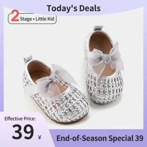 Peuter Meisjes Prinsessen Schoenen Zachte Zool Antislip Loopschoentjes Opengewerkt Microvezel Leer Kant Strik