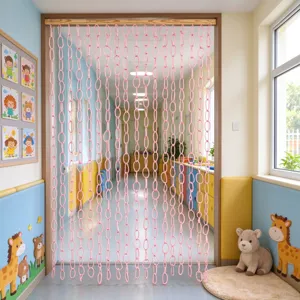 Geflochtener Papierschnur Türvorhang rosa Ketten hängender Vorhang für Kindergarten Klassenzimmer