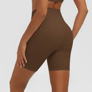 High-Waist Yoga Radlerhose, atmungsaktive elastische Fitness Laufshorts Detailansicht.