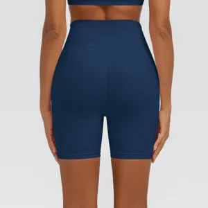 Hochwertige einfarbige Yoga-Shorts mit hohem Bund, atmungsaktive kurze Fitnesshosen für Damen.