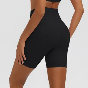 Schwarze Yoga Shorts mit hohem Bund Damen Fitness Laufen Training Sport Eng Anliegend