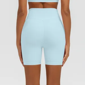 Damen High-Waist Sport Yoga Shorts, atmungsaktive hautfreundliche Fitness Laufen Radlerhosen.