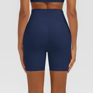 Atmungsaktive einfarbige High-Waist Yoga Shorts Rückseite Detailansicht Sport Fitness