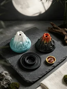 Vulkandesin Räucherstäbchenhalter Set mit Tablett, kreative Aroma Heimdekoration Ornament.