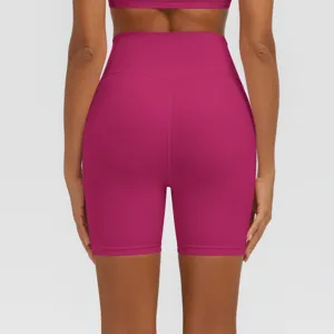 Hohe Taille einfarbige Yoga-Shorts, atmungsaktives Eiskühl-Gewebe, Fitness Running Sport.