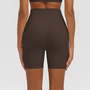 Hochwaessrige nahtlose Fitness Yoga Shorts fuer Damen atmungsaktive sportliche Laufshorts