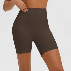 Hohe Taille einfarbige Yoga Shorts Damen atmungsaktive Fitness Lauf Sportbekleidung