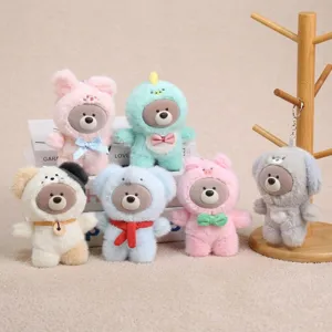 Cute Vinyl Plush Bear Animal Transform Pendant Cartoon Doll Keychain Toy Bag Hanging Ornament Gift