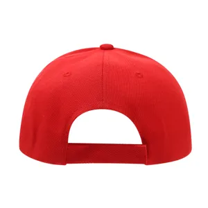 Gorra de béisbol roja lisa de 5 paneles con correa ajustable, sombrero de sol casual simple