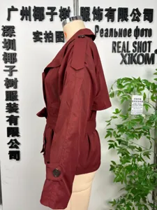 Autumn double breasted belted long sleeve short trench coat for women chic style.