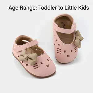 Baby Girls Princess Shoes Cartoon Cat Face Soft Sole Pre-walker Toddler Shoes With Bow Hollow-out Breathable First Walkers