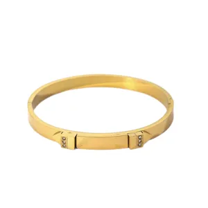 Gold stainless steel zircon bangle bracelet luxury minimalist geometric fashion jewelry