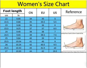 Women high heel sandals size chart, foot length measurement guide, EU US CN size conversion.