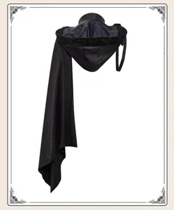 Medieval black cloak vampire costume gothic witch hood cosplay Halloween performance dress up
