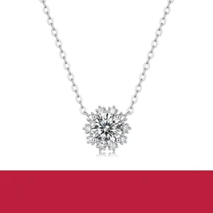 Collana con Pendente Girasole in Moissanite in Argento Sterling S925 Catena Clavicolare Gioielli alla Moda per Regalo Donna