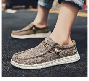 Men casual canvas loafers breathable lightweight slip-on shoes comfortable flat footwear